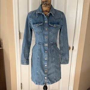 Stylish Blue Denim Button-Up Dress